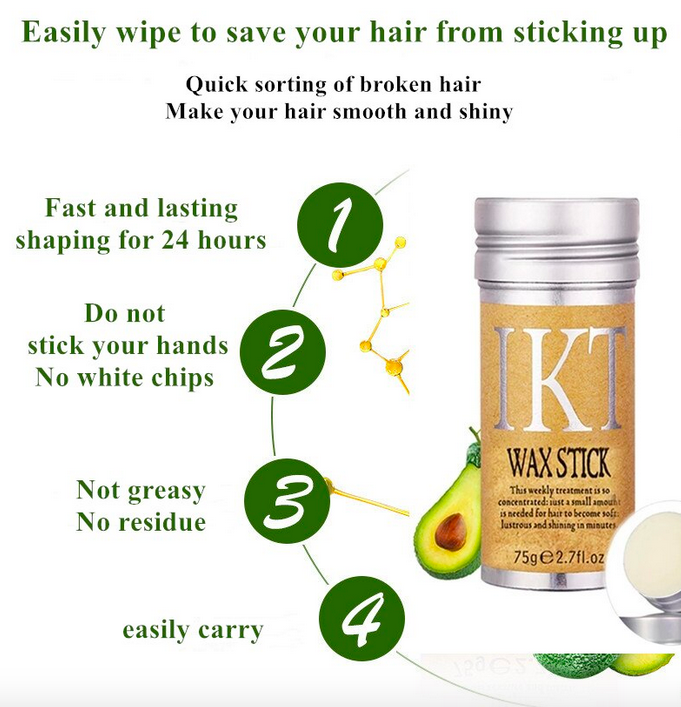 Wax Stick Shaping Cream Fixing Bangs Not Greasy Pomade Stick Rapid Short  Hair Style tool Broken Hair Finishing 75g 