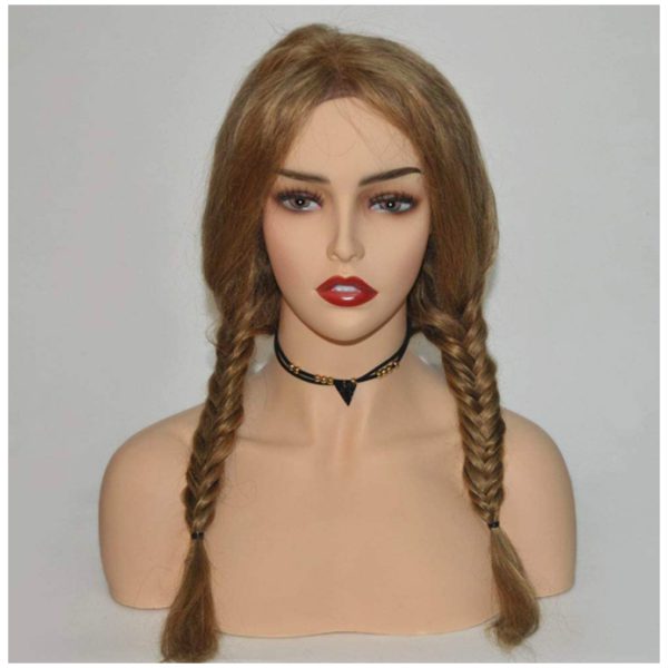 Realistic Female Mannequin Head with Shoulder Manikin PVC Head Bust Wig  Head Stand for Wigs Display Making,Styling,Sunglasses,Necklace Earrings,  Light Brown Color 